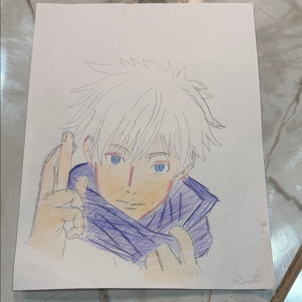 Anime Character JJk Gojo Sketch From Jujutsu Kaisen